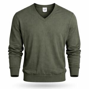 Gap Green Mens Sweater V Neck 100% Cotton EUC L
